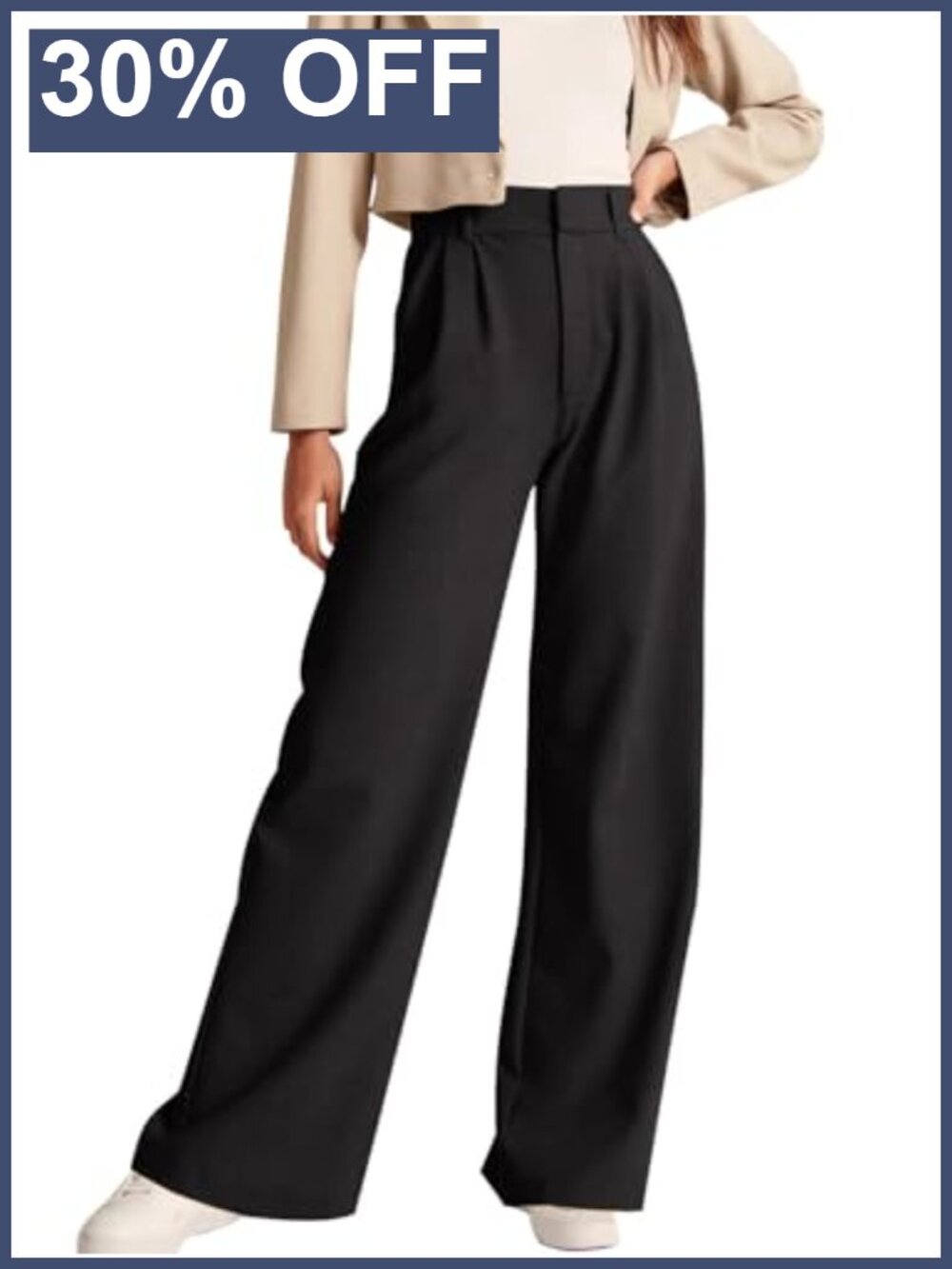 Womens Business Casual High Waist Straight Leg Dress Pants with Pockets
